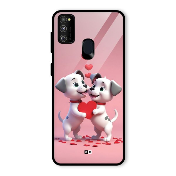 Two Puppies Together Glass Back Case for Galaxy M21