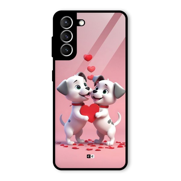 Two Puppies Together Glass Back Case for Galaxy S21 5G