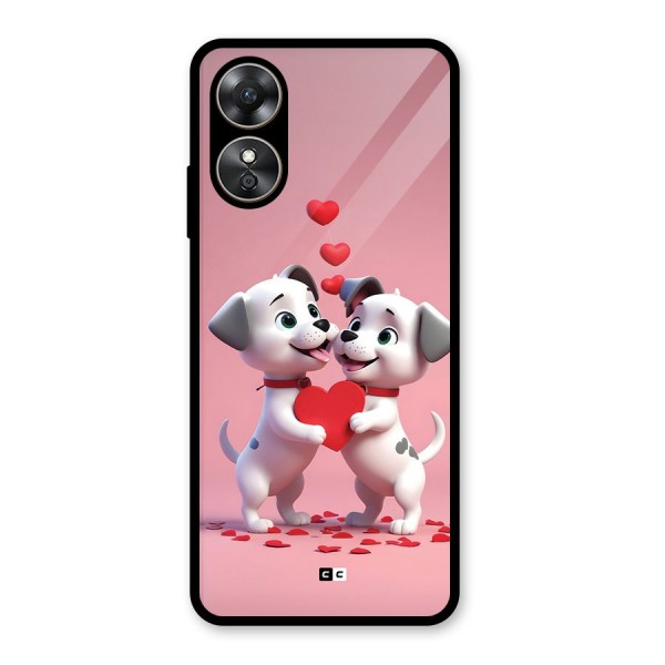 Two Puppies Together Glass Back Case for Oppo A17