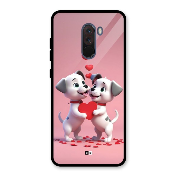 Two Puppies Together Glass Back Case for Poco F1