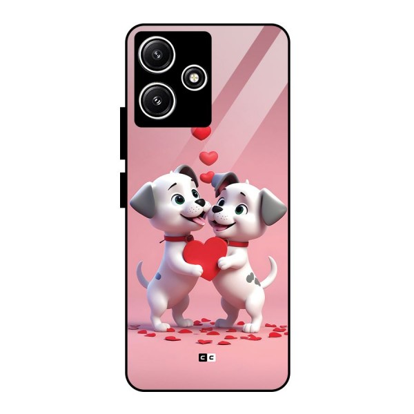 Two Puppies Together Glass Back Case for Poco M6 Pro