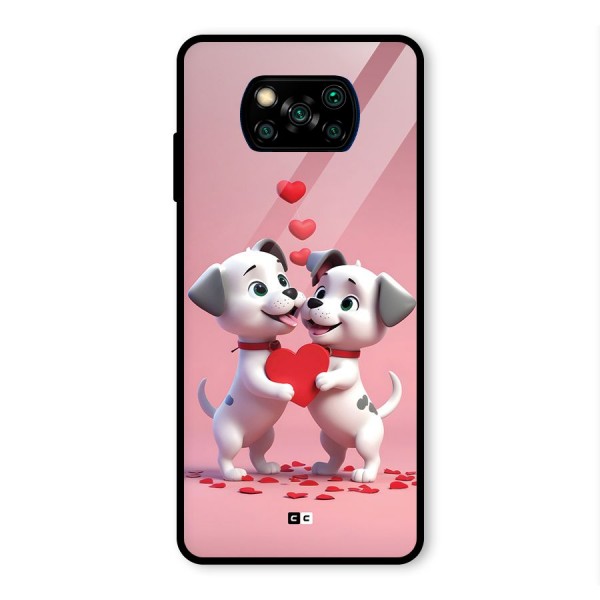 Two Puppies Together Glass Back Case for Poco X3 Pro