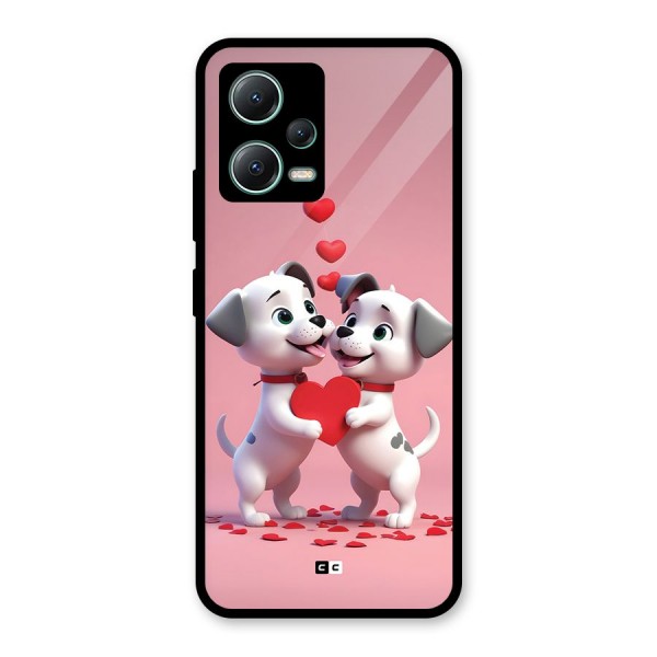 Two Puppies Together Glass Back Case for Poco X5