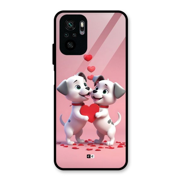 Two Puppies Together Glass Back Case for Redmi Note 10