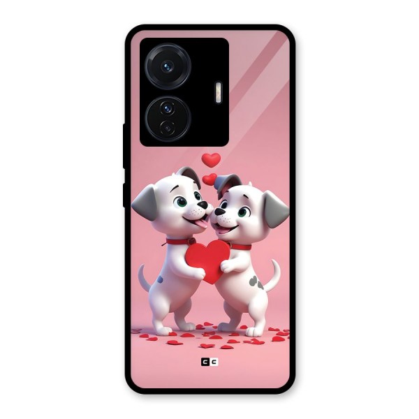 Two Puppies Together Glass Back Case for Vivo T1 Pro