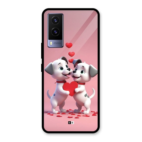 Two Puppies Together Glass Back Case for Vivo V21e 5G