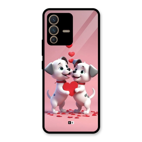 Two Puppies Together Glass Back Case for Vivo V23 5G