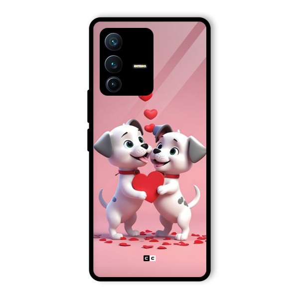 Two Puppies Together Glass Back Case for Vivo V23 Pro