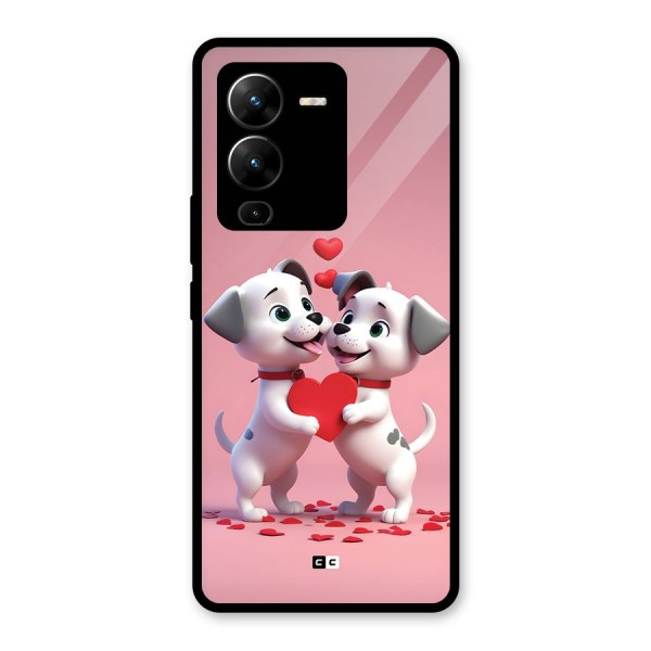 Two Puppies Together Glass Back Case for Vivo V25 Pro