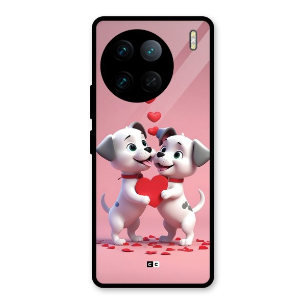 Two Puppies Together Glass Back Case for Vivo X90 Pro