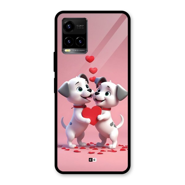 Two Puppies Together Glass Back Case for Vivo Y21T