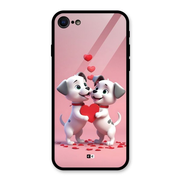 Two Puppies Together Glass Back Case for iPhone 8