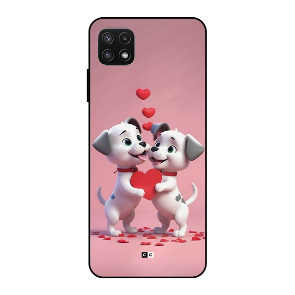 Two Puppies Together Metal Back Case for Galaxy A22 5G