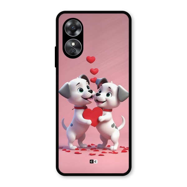 Two Puppies Together Metal Back Case for Oppo A17