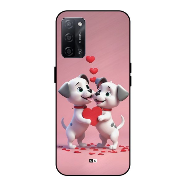 Two Puppies Together Metal Back Case for Oppo A53s 5G