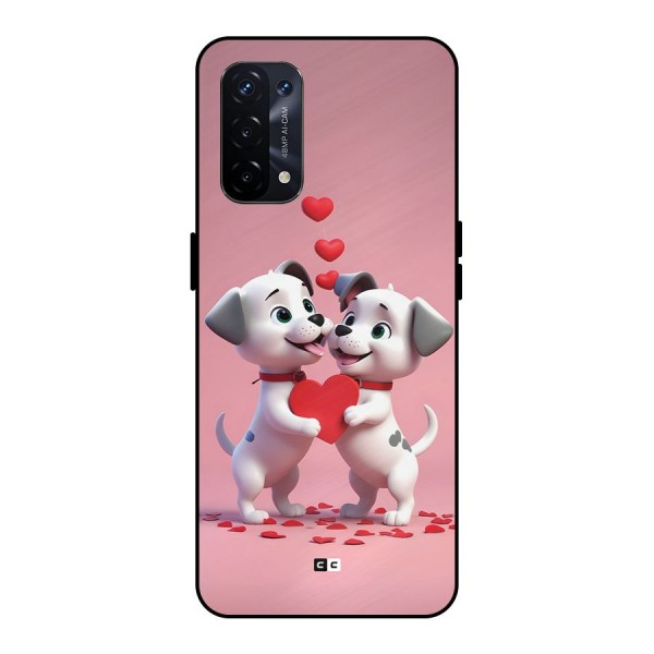 Two Puppies Together Metal Back Case for Oppo A74 5G