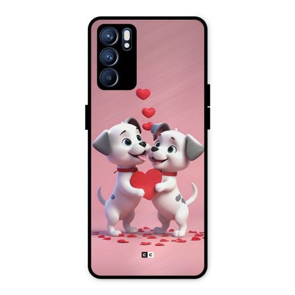 Two Puppies Together Metal Back Case for Oppo Reno6 5G