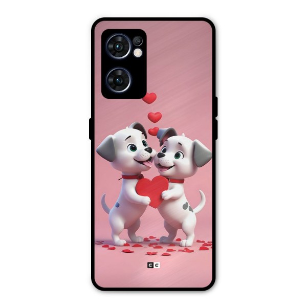 Two Puppies Together Metal Back Case for Oppo Reno7 5G