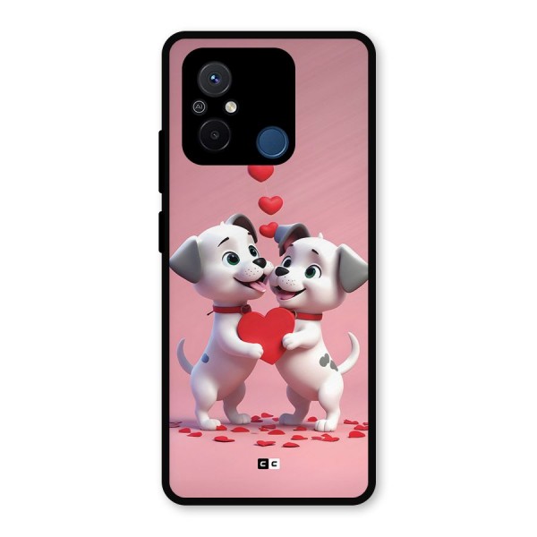 Two Puppies Together Metal Back Case for Poco C55