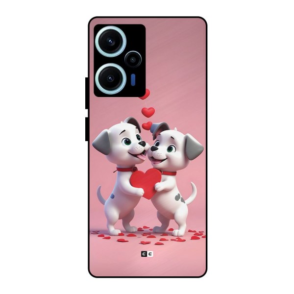 Two Puppies Together Metal Back Case for Poco F5