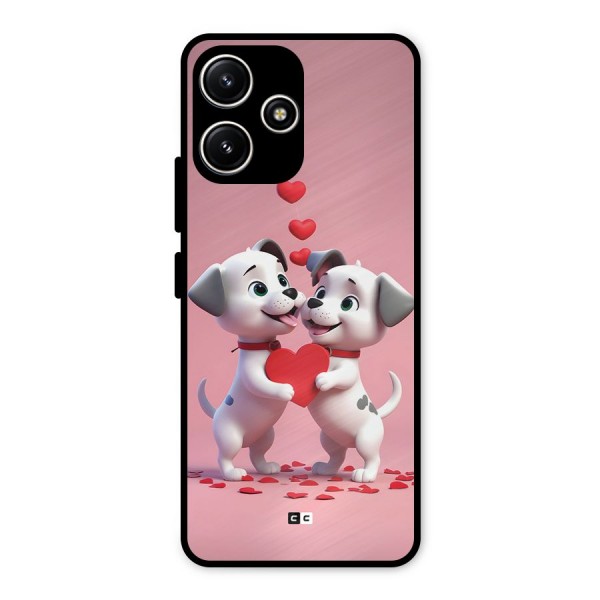 Two Puppies Together Metal Back Case for Poco M6 Pro