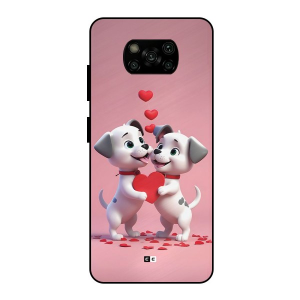 Two Puppies Together Metal Back Case for Poco X3