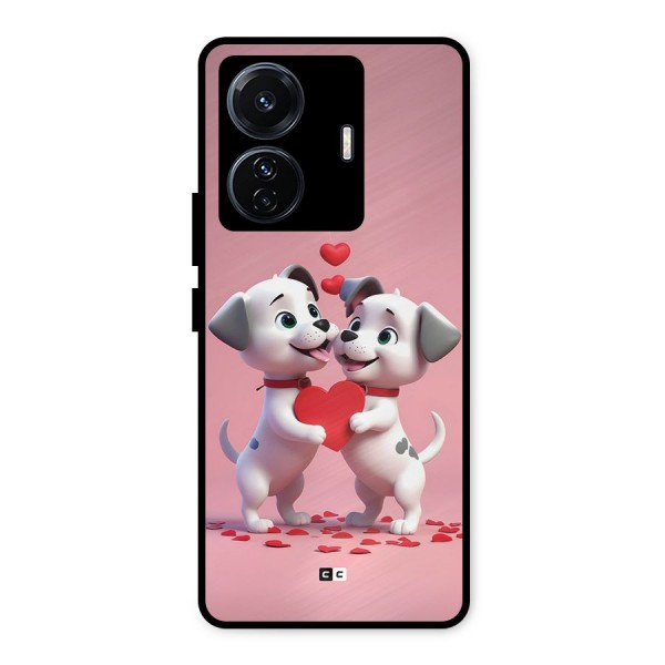 Two Puppies Together Metal Back Case for Vivo T1 Pro