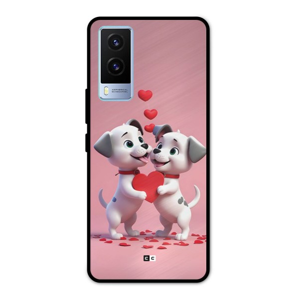 Two Puppies Together Metal Back Case for Vivo V21e 5G