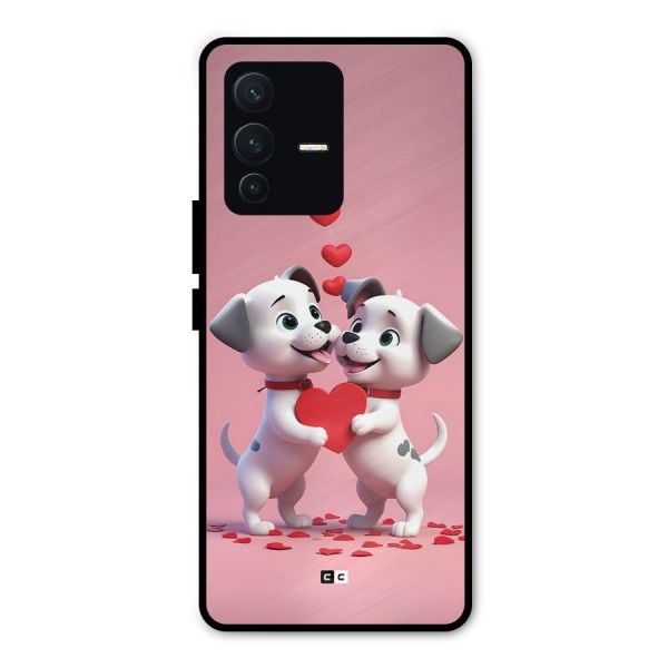 Two Puppies Together Metal Back Case for Vivo V23 Pro