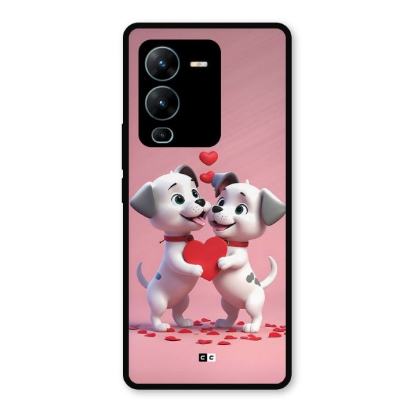 Two Puppies Together Metal Back Case for Vivo V25 Pro