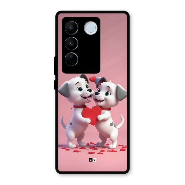 Two Puppies Together Metal Back Case for Vivo V27 Pro