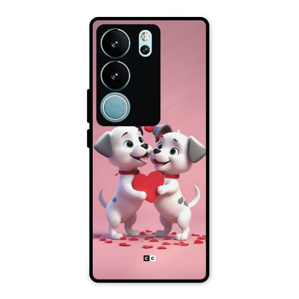 Two Puppies Together Metal Back Case for Vivo V29 Pro