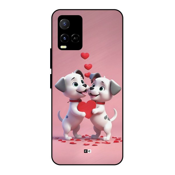 Two Puppies Together Metal Back Case for Vivo Y21