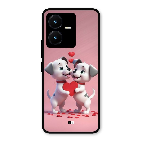 Two Puppies Together Metal Back Case for Vivo Y22s