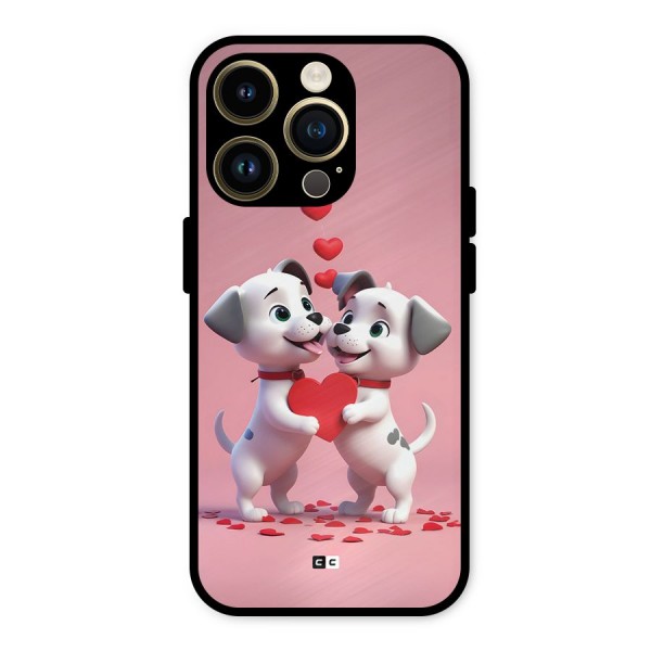 Two Puppies Together Metal Back Case for iPhone 14 Pro