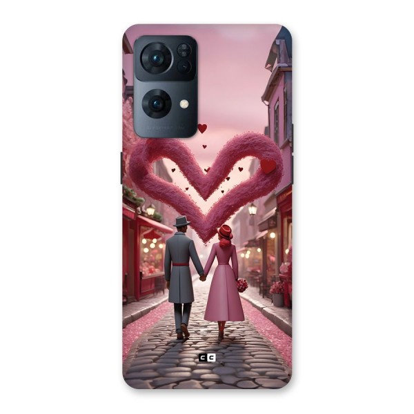 Valetines Couple Walking Back Case for Oppo Reno7 Pro 5G