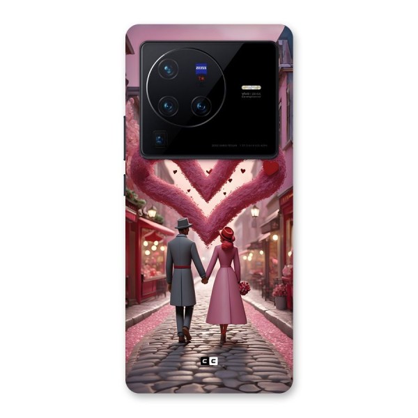 Valetines Couple Walking Back Case for Vivo X80 Pro