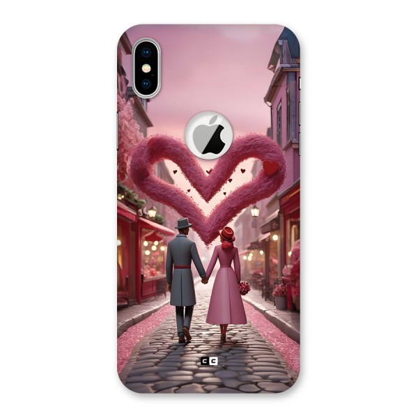 Valetines Couple Walking Back Case for iPhone X Logo Cut