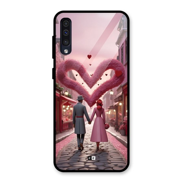 Valetines Couple Walking Glass Back Case for Galaxy A50