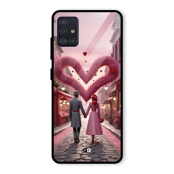 Valetines Couple Walking Glass Back Case for Galaxy A51