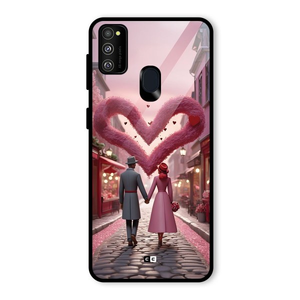 Valetines Couple Walking Glass Back Case for Galaxy M21