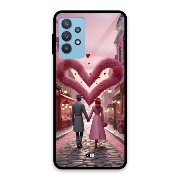 Valetines Couple Walking Glass Back Case for Galaxy M32 5G