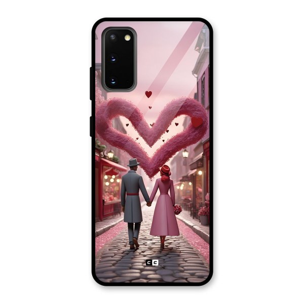 Valetines Couple Walking Glass Back Case for Galaxy S20