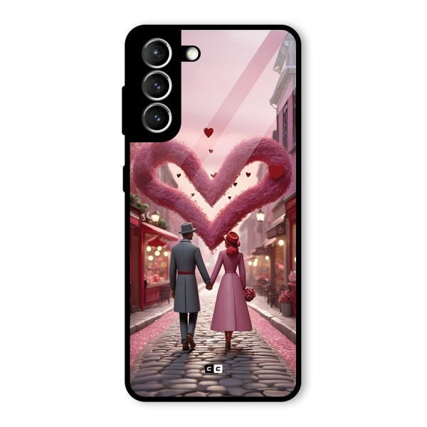 Valetines Couple Walking Glass Back Case for Galaxy S21 5G