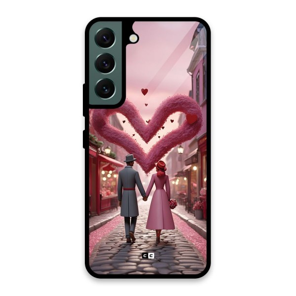 Valetines Couple Walking Glass Back Case for Galaxy S22 5G