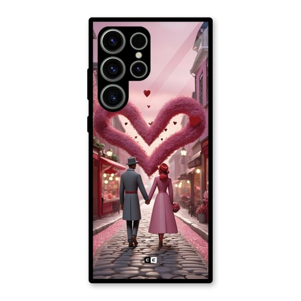 Valetines Couple Walking Glass Back Case for Galaxy S23 Ultra