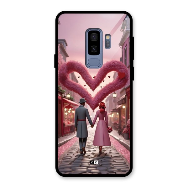 Valetines Couple Walking Glass Back Case for Galaxy S9 Plus