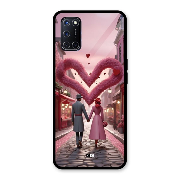 Valetines Couple Walking Glass Back Case for Oppo A52