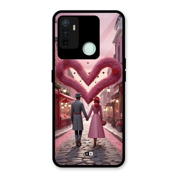 Valetines Couple Walking Glass Back Case for Oppo A53