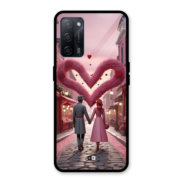 Valetines Couple Walking Glass Back Case for Oppo A53s 5G